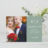 Dusty Blue Two Photo Weddenschap Hartelijk dank Bedankkaart (Staand voorkant)