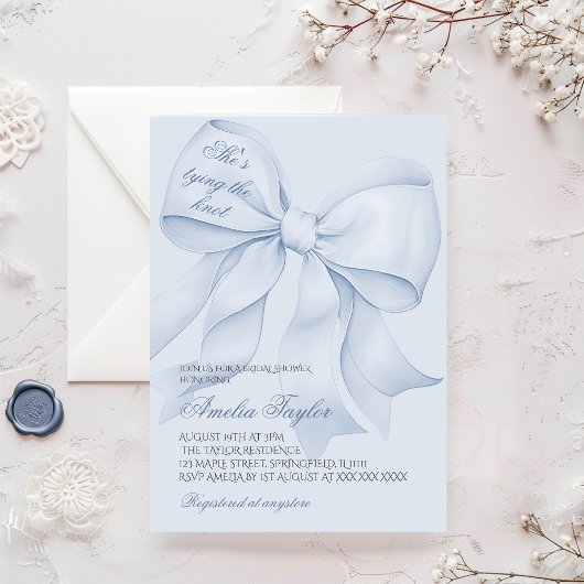 Dusty Blue Tying Knot Invitation de la douche nupt