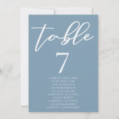 Dusty Blue Typography Mariage Carte de table avec  (Devant)