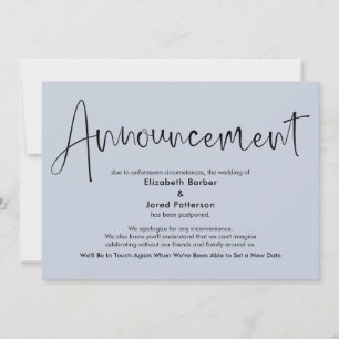 Dusty Blue Uitgestelde bruiloft Aankondiging Kaart