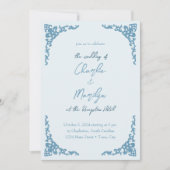 Dusty Blue  uitziende bruiloft Kaart (Voorkant)