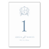 Dusty Blue Vintage Crest Wedding Kaart (Achterkant)