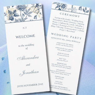 Dusty Blue Vintage Floral Programme de mariage fra