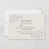 Dusty Blue Vintage Floral Wedding Carte RSVP (Devant)