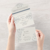 Dusty Blue Vintage Floral Wedding Invitation (Déchirure)