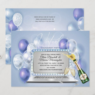 Dusty Blue Virtual Verloving Celebration-laptop Kaart