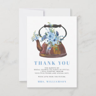 Dusty Blue Vrijgezellenfeest Tea Party Dank u Bedankkaart