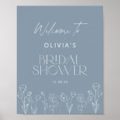 Dusty Blue Vrijgezellenfeest Welcome Poster (Voorkant)