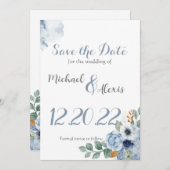 Dusty Blue Water-Color Kaart (Voorkant / Achterkant)