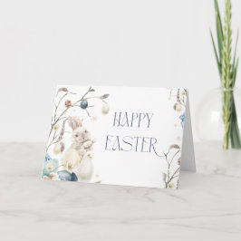 Dusty Blue Watercolor Easter Holiday Card Bedankkaart