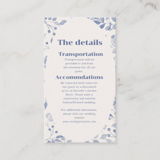 Dusty Blue Watercolor Floral Wedding Invitation (Devant)