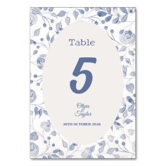 Dusty Blue Watercolor Floral Wedding Kaart