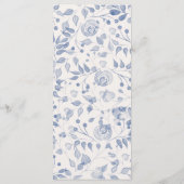 Dusty Blue Watercolor Floral Wedding Menu (Achterkant)