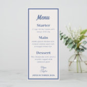 Dusty Blue Watercolor Floral Wedding Menu (Staand voorkant)