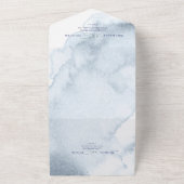 Dusty Blue Watercoloured Peach Wild Roos All In One Uitnodiging (Buitenkant)