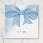 Dusty Blue Waterverf Bow Baby shower Bedankjes Labels (Achterkant)