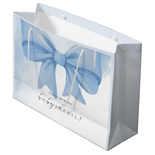 Dusty Blue Waterverf Bow Baby shower Groot Cadeauzakje