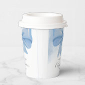 Dusty Blue Waterverf Bow Baby shower Papieren Bekers (Rechts)