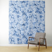 Dusty Blue Waterverf Floral Fotocall Dropback Wandkleed (In situ)