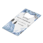 Dusty Blue Waterverf Floral Twin Quinceañera Kredietkaart Flessenopener (Achterkant Gekanteld)