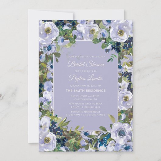 Dusty Blue Waterverf Floral Vrijgezellenfeest Kaart (Voorkant)