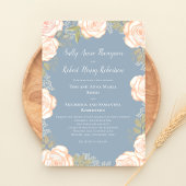 Dusty Blue Waterverf Floral Wedding Kaart