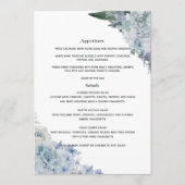 Dusty Blue Waterverf floral Wedding Menu (Voorkant)