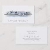 Dusty Blue waterverf florale fluitdocent Visitekaartje (Voorkant / Achterkant)