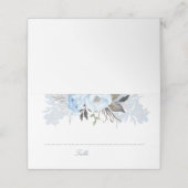 Dusty Blue Waterverf Flowers Elegant Romantisch (Buitenkant ongevouwen)
