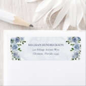  Dusty Blue Waterverf Flowers Etiket (Insitu)