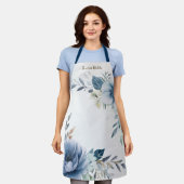 Dusty Blue Waterverf Flowers Silver Elegant Schort (Gedragen)