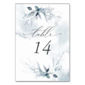 Dusty Blue Waterverf Foliage Table Number Kaart (Achterkant)