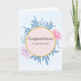 Dusty Blue Waterverf Gefeliciteerd Nieuw Huis Kaart