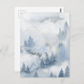 Dusty Blue Waterverf Misty Forest Briefkaart (Voorkant / Achterkant)