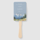 Dusty Blue Waterverf Mountain Wedding Program Handwaaier (Voorkant)