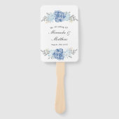 Dusty Blue Waterverf Peony Wedding Handwaaier (Voorkant)