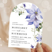 Dusty Blue Waterverf Rustic Bloemboog bruiloft Kaart