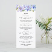 Dusty Blue Waterverf Rustic Floral Wedding Menu (Staand voorkant)