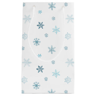 Dusty Blue Waterverf Snowflake Gift Bag Klein Cadeauzakje