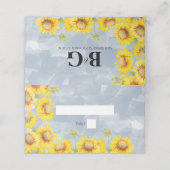 Dusty Blue Waterverf Sunflower Monogram Weddenscha (Buitenkant ongevouwen)