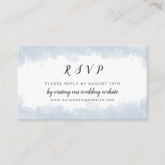 Dusty Blue Waterverf trouwwebsite RSVP Informatiekaartje (Voorkant)