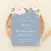 Dusty Blue Waterverf Wedding Floral Kaart