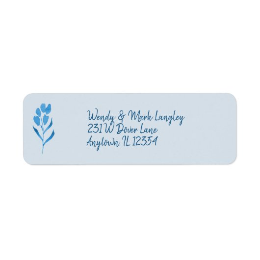 Dusty Blue Waterverf Wedding Invitation Label (Voorkant)
