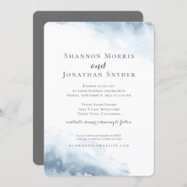 Dusty Blue Waterverf Wedding Invitations Kaart