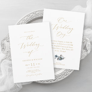 Dusty Blue Waterverf Wedding Kaart