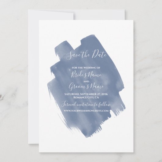 Dusty Blue Waterverf Wedding Save the Date (Voorkant)
