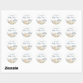 Dusty Blue Waterverf Wildflower Baby shower Ronde Sticker (Vel)