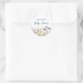 Dusty Blue Waterverf Wildflower Baby shower Ronde Sticker (Tas)