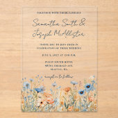 Dusty Blue Waterverf Wildflower bruiloft Acryl Uitnodigingen (Voorkant)