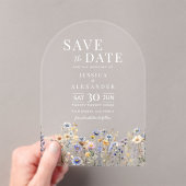 Dusty Blue Waterverf Wildflowers Wedding Arch Acryl Uitnodigingen (Insitu (Draagbaar))